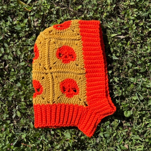 Mustard and Orange Acrylic Skull Balaclava - Picture 3 of 4
